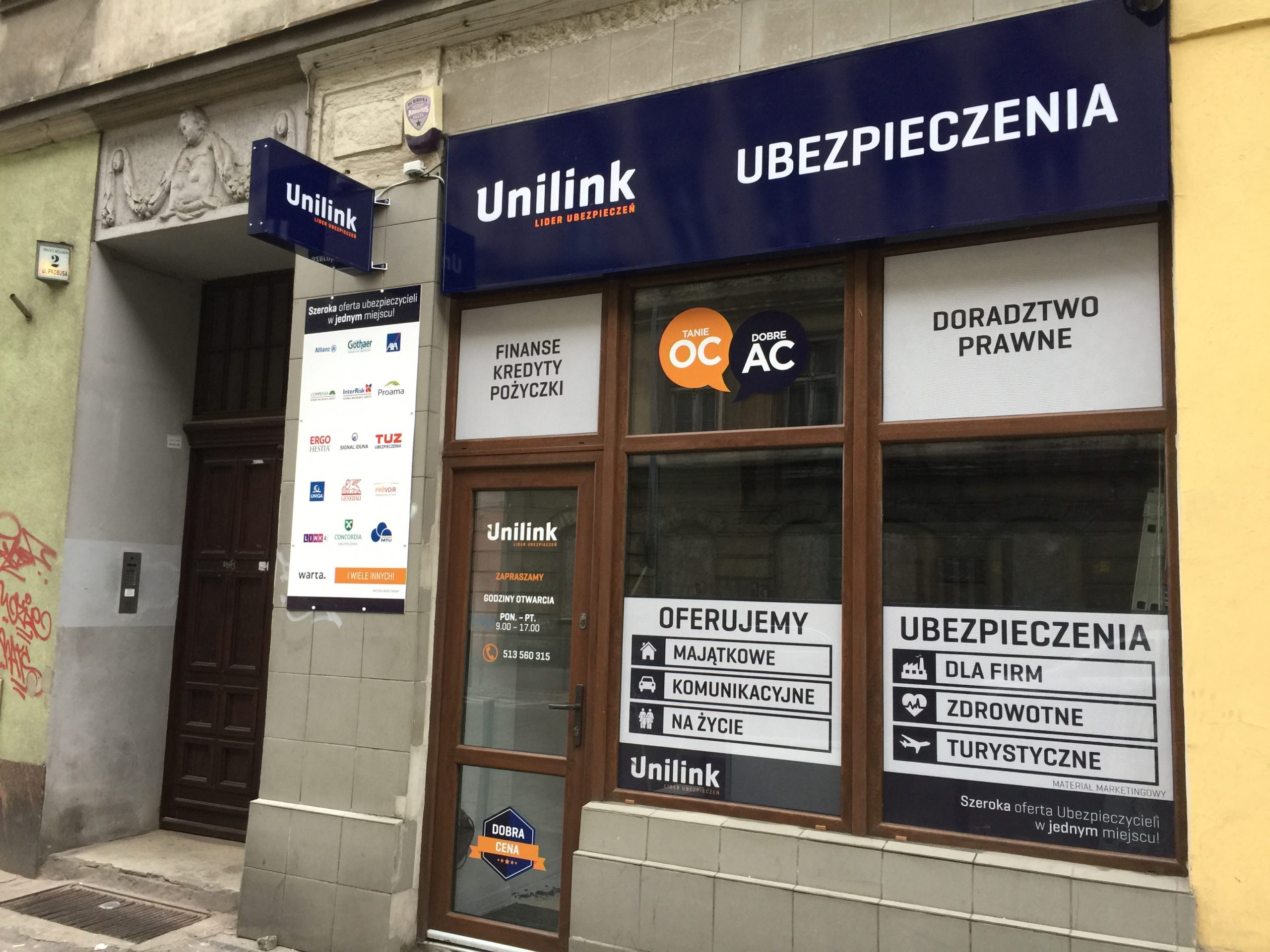 Kaseton dwustronny dibond ubezpieczenia unilink